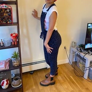 Fun and cozy leapord blue print overalls/jumpsuit